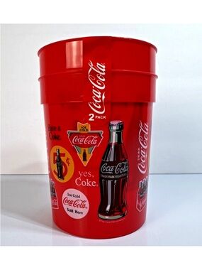 Coca-Cola 25oz Plastic Beer / Soda Drink Cups – Set of 2 (Factory Sealed) retro